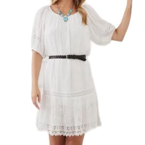 Karen Kane White Eyelet Short Sleeve Dress